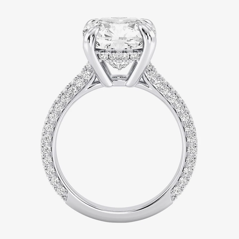 (G / Si2) Womens 5 CT. T.W. Lab Grown White Diamond 10K Gold Cushion Side Stone Engagement Ring