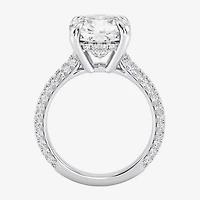 (G / Si2) Womens 5 CT. T.W. Lab Grown White Diamond 10K Gold Cushion Side Stone Engagement Ring