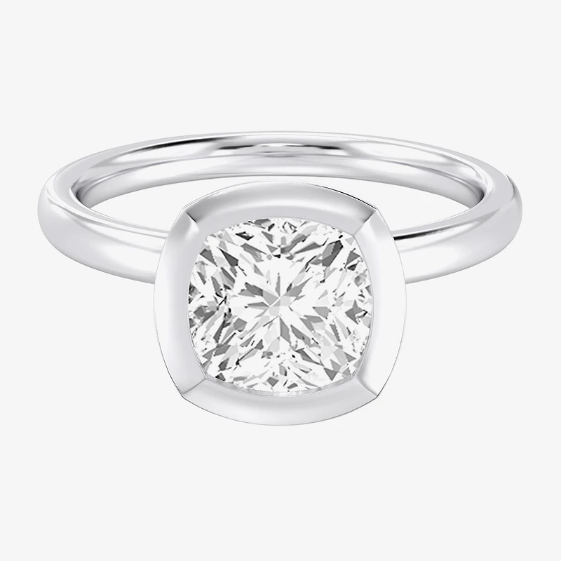 (F / Si1) Womens 3 CT. Lab Grown White Diamond 10K Gold Cushion Solitaire Engagement Ring