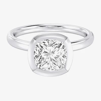 (F / Si1) Womens 3 CT. Lab Grown White Diamond 10K Gold Cushion Solitaire Engagement Ring