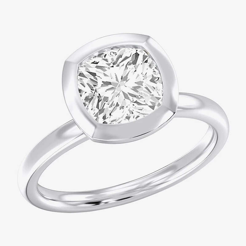 (F / Si1) Womens 3 CT. Lab Grown White Diamond 10K Gold Cushion Solitaire Engagement Ring