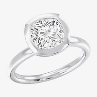 (F / Si1) Womens 3 CT. Lab Grown White Diamond 10K Gold Cushion Solitaire Engagement Ring
