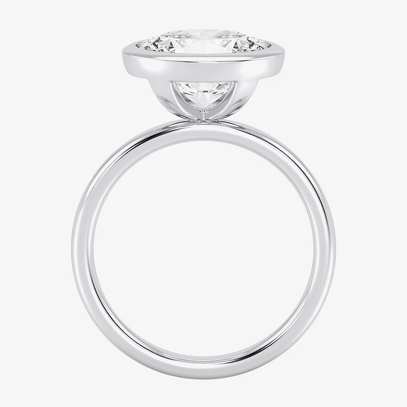 (F / Si1) Womens 3 CT. Lab Grown White Diamond 10K Gold Oval Solitaire Engagement Ring