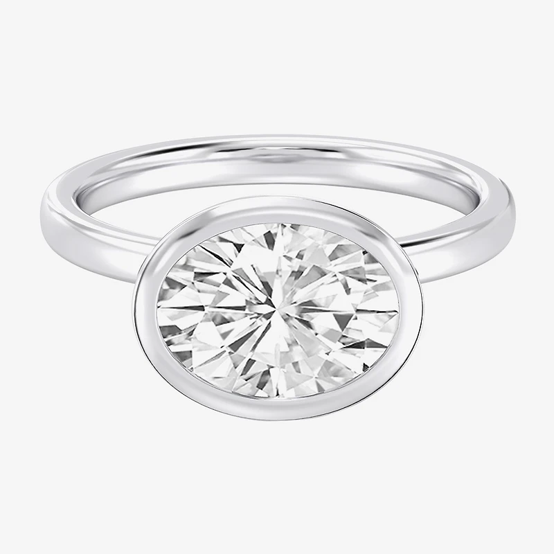 (F / Si1) Womens 3 CT. Lab Grown White Diamond 10K Gold Oval Solitaire Engagement Ring