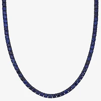 Mens Blue Sapphire Sterling Silver 20 Inch Tennis Necklace