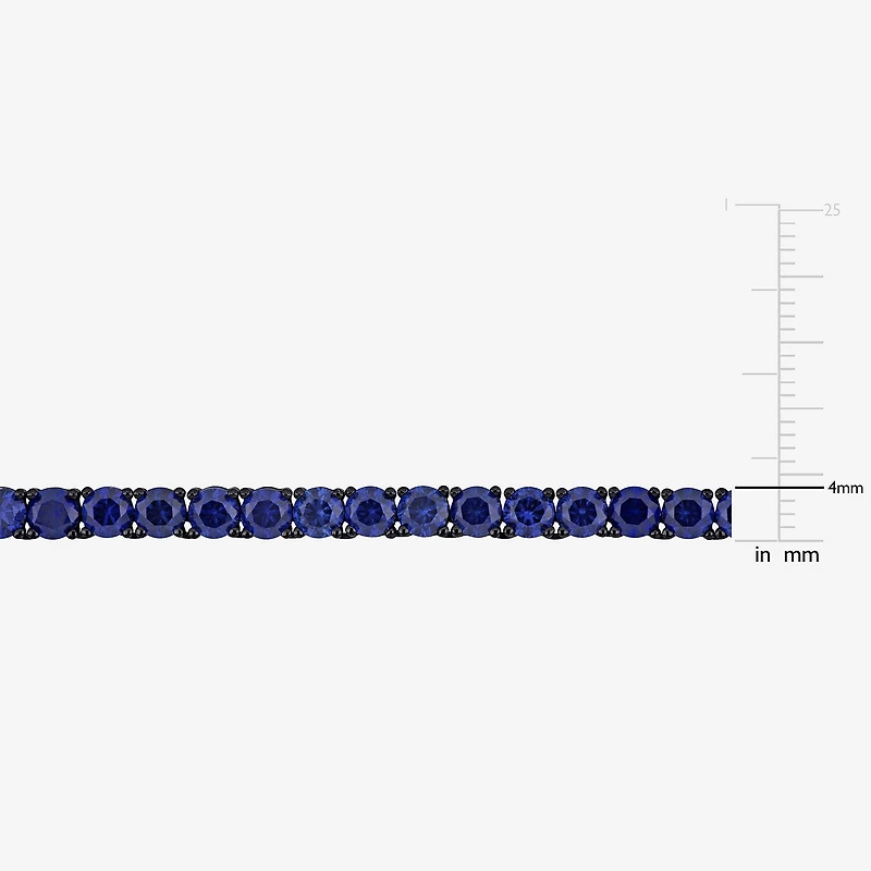 Mens Blue Sapphire Sterling Silver 20 Inch Tennis Necklace
