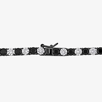Mens Lab Created Black & White Sapphire Sterling Silver Tennis Necklaces