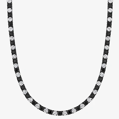 Mens Lab Created Black & White Sapphire Sterling Silver Tennis Necklaces