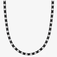 Mens Lab Created Black & White Sapphire Sterling Silver Tennis Necklaces
