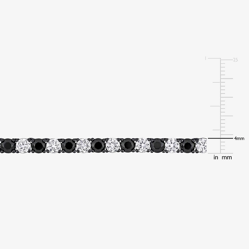 Mens Lab Created Black & White Sapphire Sterling Silver Tennis Necklaces