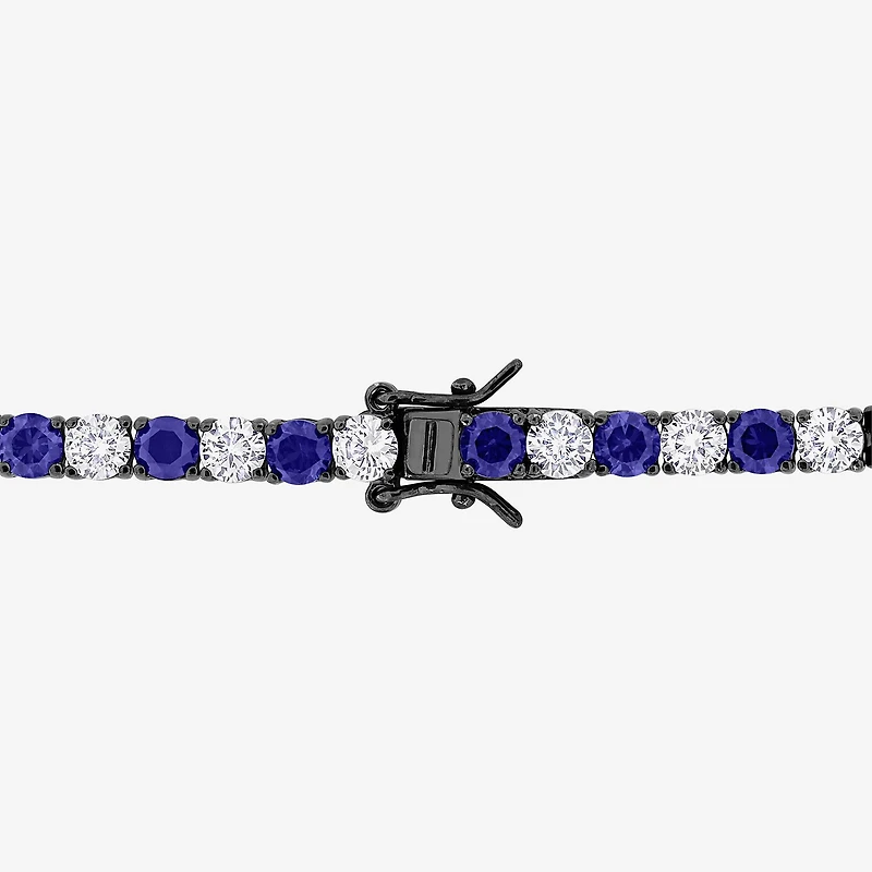 Mens Lab Created Sapphire Sterling Silver 9 Inch Tennis Bracelet
