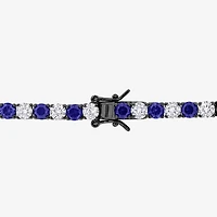 Mens Lab Created Sapphire Sterling Silver 9 Inch Tennis Bracelet