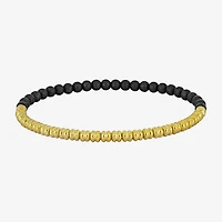 Mens 18K Gold Over Silver Titanium Stretch Bracelet