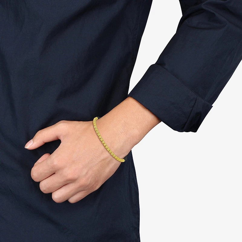 Mens 18K Gold Over Silver Titanium Stretch Bracelet