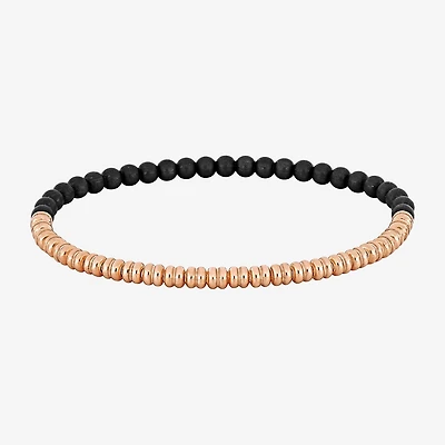 Mens 18K Gold Over Silver Titanium Stretch Bracelet