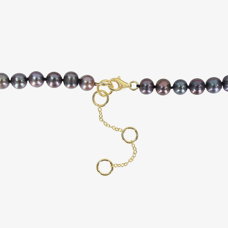 "Football" Mens Black 18K Gold Over Silver 19 Inch Strand Necklace
