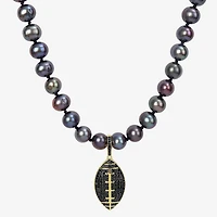 "Football" Mens Black 18K Gold Over Silver 19 Inch Strand Necklace