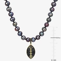 "Football" Mens Black 18K Gold Over Silver 19 Inch Strand Necklace