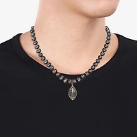 "Football" Mens Black 18K Gold Over Silver 19 Inch Strand Necklace