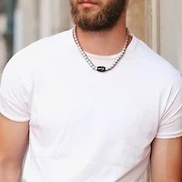 Mens Sterling Silver 19 Inch Strand Necklace