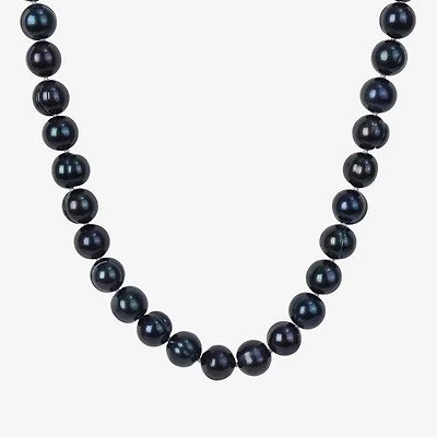 Mens Black Sterling Silver 20 Inch Strand Necklace