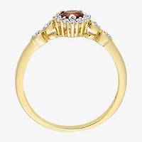Womens Diamond Accent Genuine Red Garnet 18K Gold Over Silver Heart Cocktail Ring