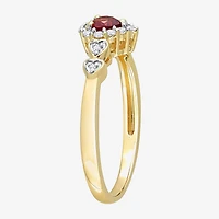 Womens Diamond Accent Genuine Red Garnet 18K Gold Over Silver Heart Cocktail Ring