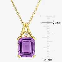 Womens Genuine Purple Amethyst 18K Gold Over Silver 18 Inch Pendant Necklace