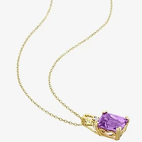 Womens Genuine Purple Amethyst 18K Gold Over Silver 18 Inch Pendant Necklace