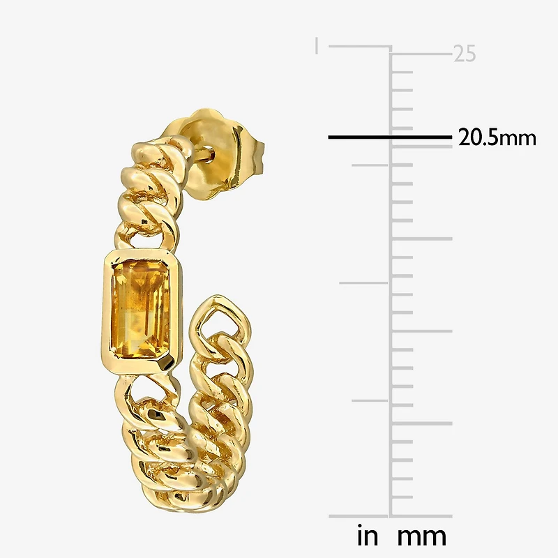 Womens Genuine Yellow Citrine 14K Gold 20.5mm Hoop Earrings