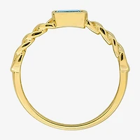 Womens Genuine Blue Topaz 14K Gold Cocktail Ring