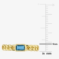 Womens Genuine Blue Topaz 14K Gold Cocktail Ring