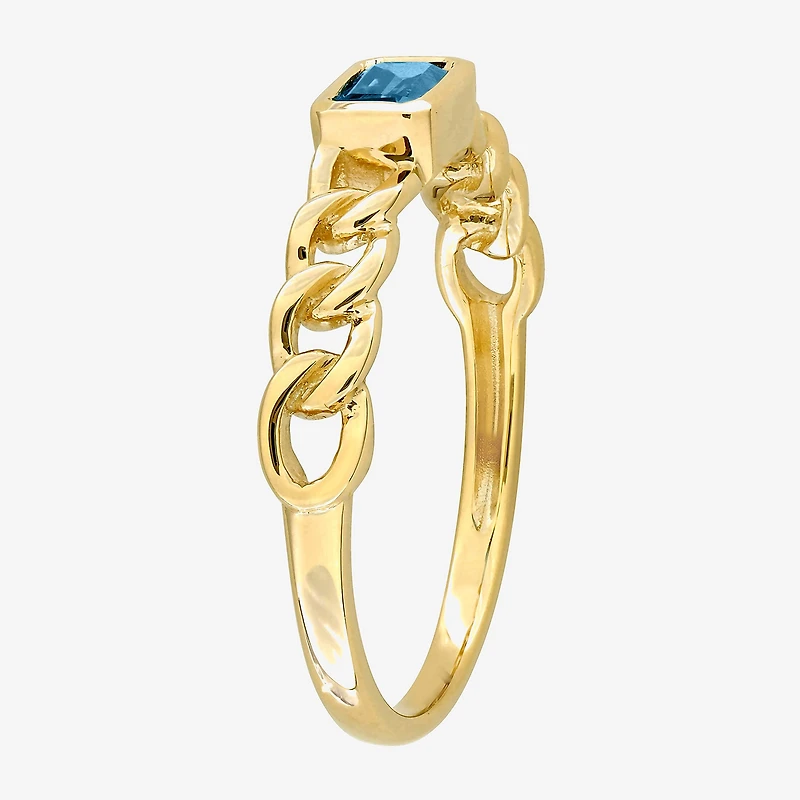 Womens Genuine Blue Topaz 14K Gold Cocktail Ring