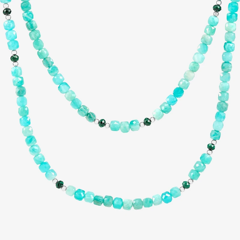 Silpada Womens Green Amazonite Sterling Silver 40 Inch Beaded Necklace