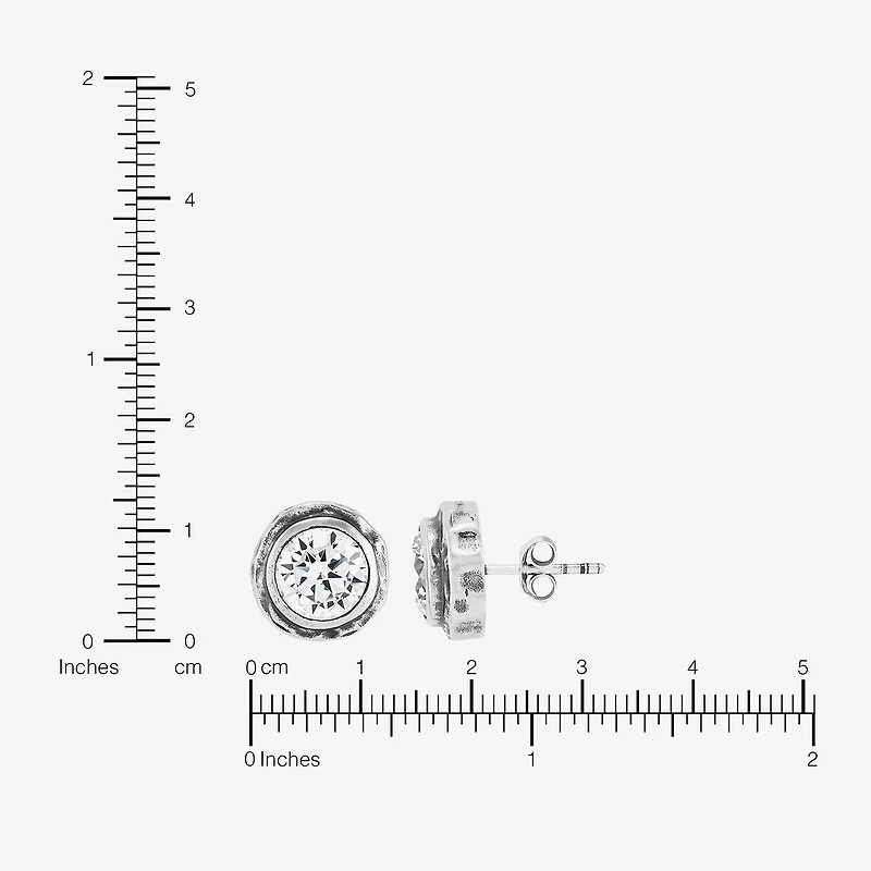 Silpada Cubic Zirconia Sterling Silver 12.1mm Round Stud Earrings