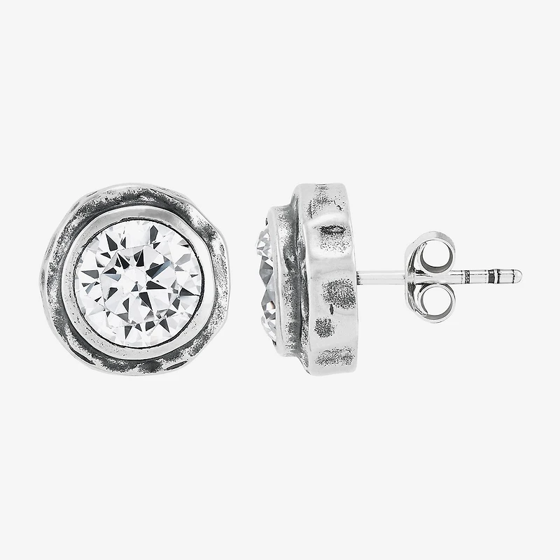 Silpada Cubic Zirconia Sterling Silver 12.1mm Round Stud Earrings