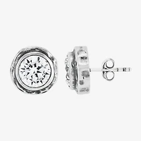 Silpada Cubic Zirconia Sterling Silver 12.1mm Round Stud Earrings