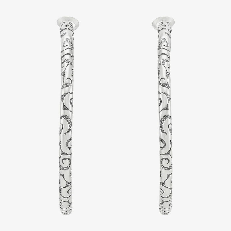 Silpada Womens Sterling Silver 42.3mm Round Hoop Earrings