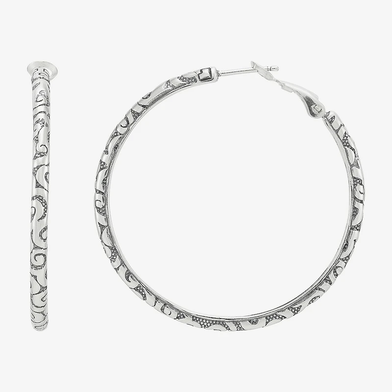 Silpada Womens Sterling Silver 42.3mm Round Hoop Earrings