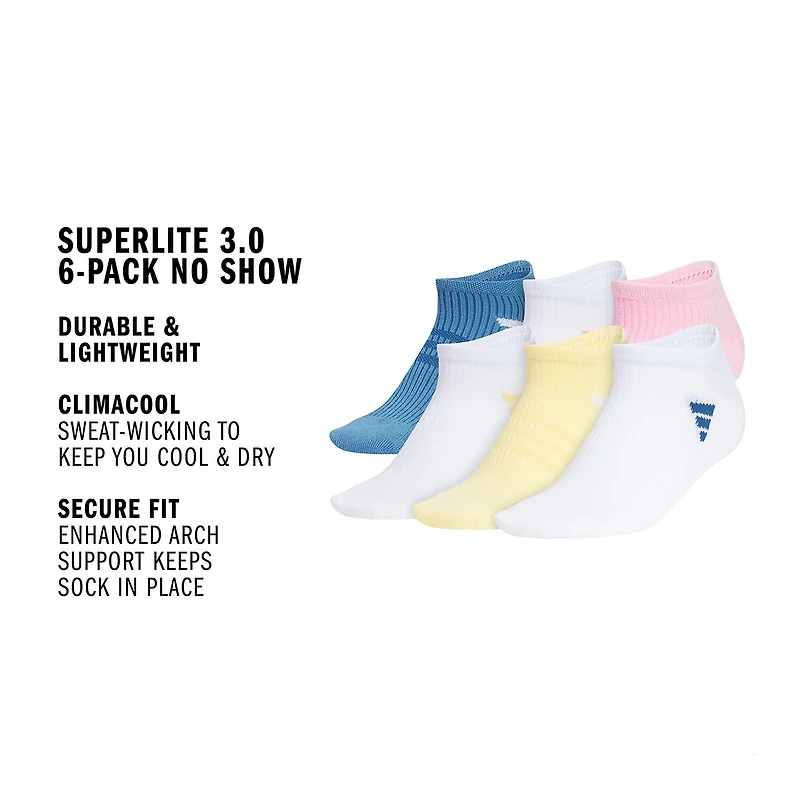 adidas Womens 6 Pair No Show Socks