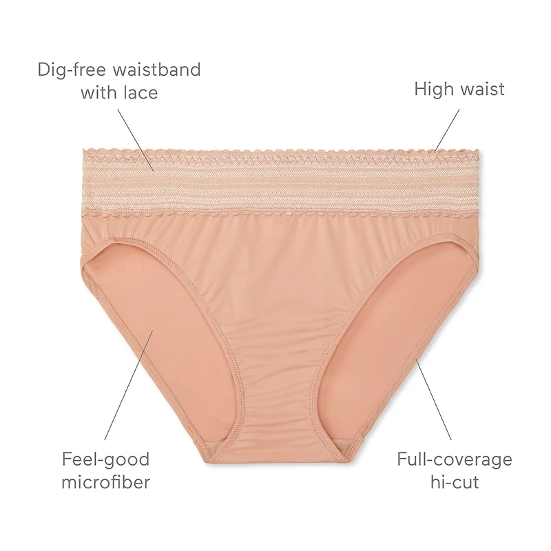 Warners® No Pinching No Problems® DigFree Comfort Waist with Lace Microfiber Hi-Cut 5109J