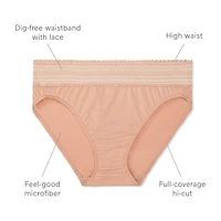 Warners® No Pinching No Problems® DigFree Comfort Waist with Lace Microfiber Hi-Cut 5109J
