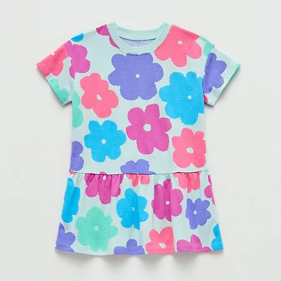 Okie Dokie Toddler & Little Girls Short Sleeve Drop Waist Dress