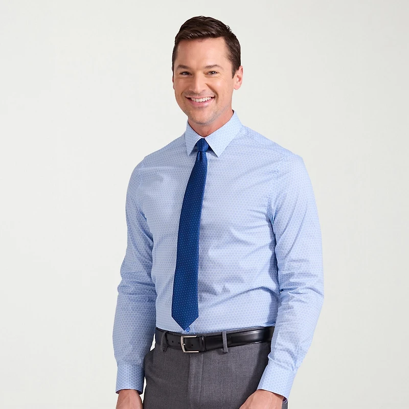Nick Graham Mens Spread Collar Long Sleeve Stretch Fabric Shirt + Tie Set