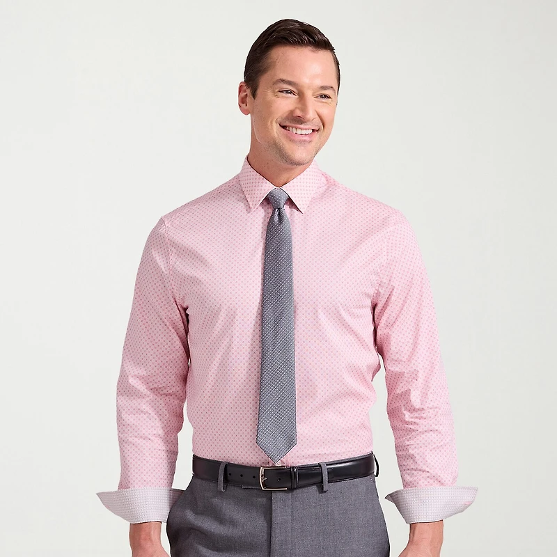Nick Graham Mens Spread Collar Long Sleeve Stretch Fabric Shirt + Tie Set
