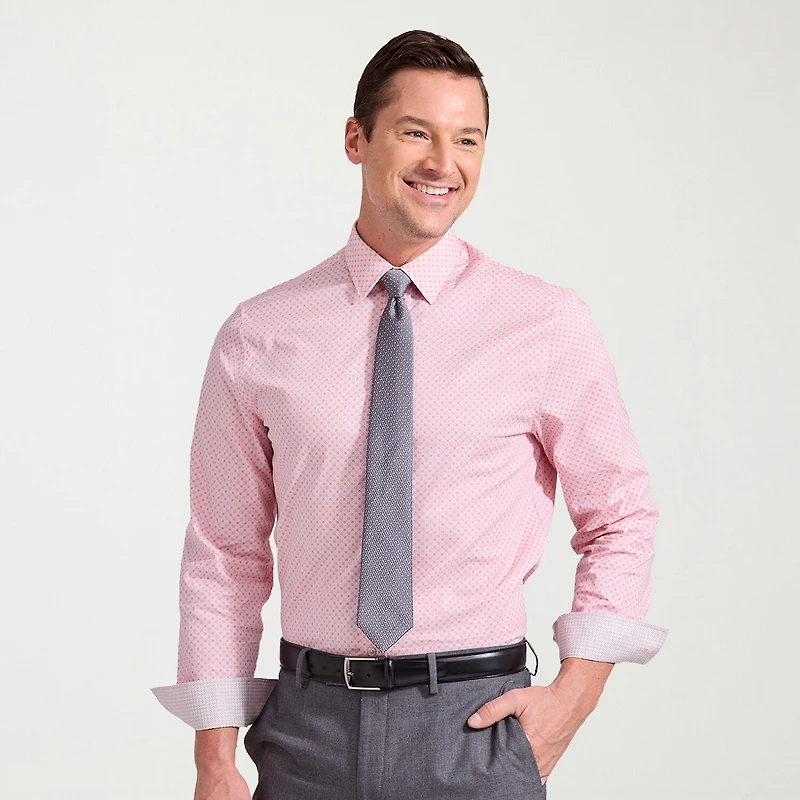 Nick Graham Mens Spread Collar Long Sleeve Stretch Fabric Shirt + Tie Set