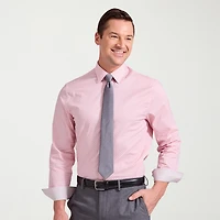 Nick Graham Mens Spread Collar Long Sleeve Stretch Fabric Shirt + Tie Set