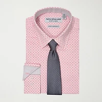 Nick Graham Mens Spread Collar Long Sleeve Stretch Fabric Shirt + Tie Set
