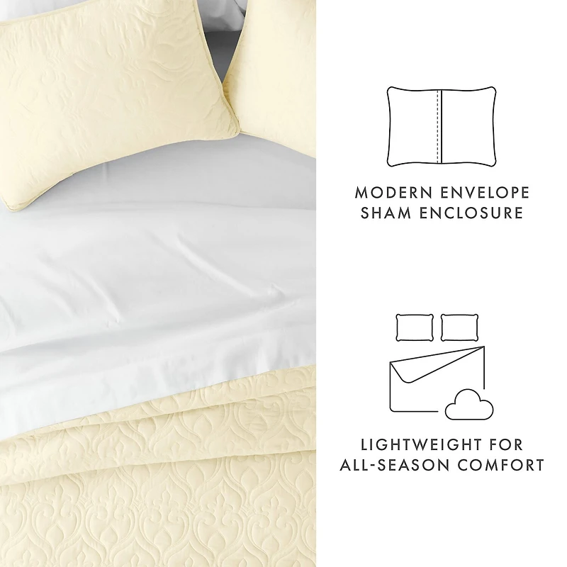 Casual Comfort Damask Stitch Quilt Set