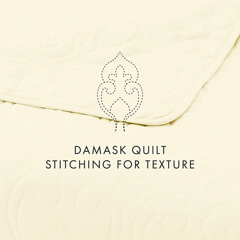 Casual Comfort Damask Stitch Quilt Set